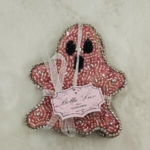 Bella Lux Pink Beaded Ghost Coasters Set Of 4